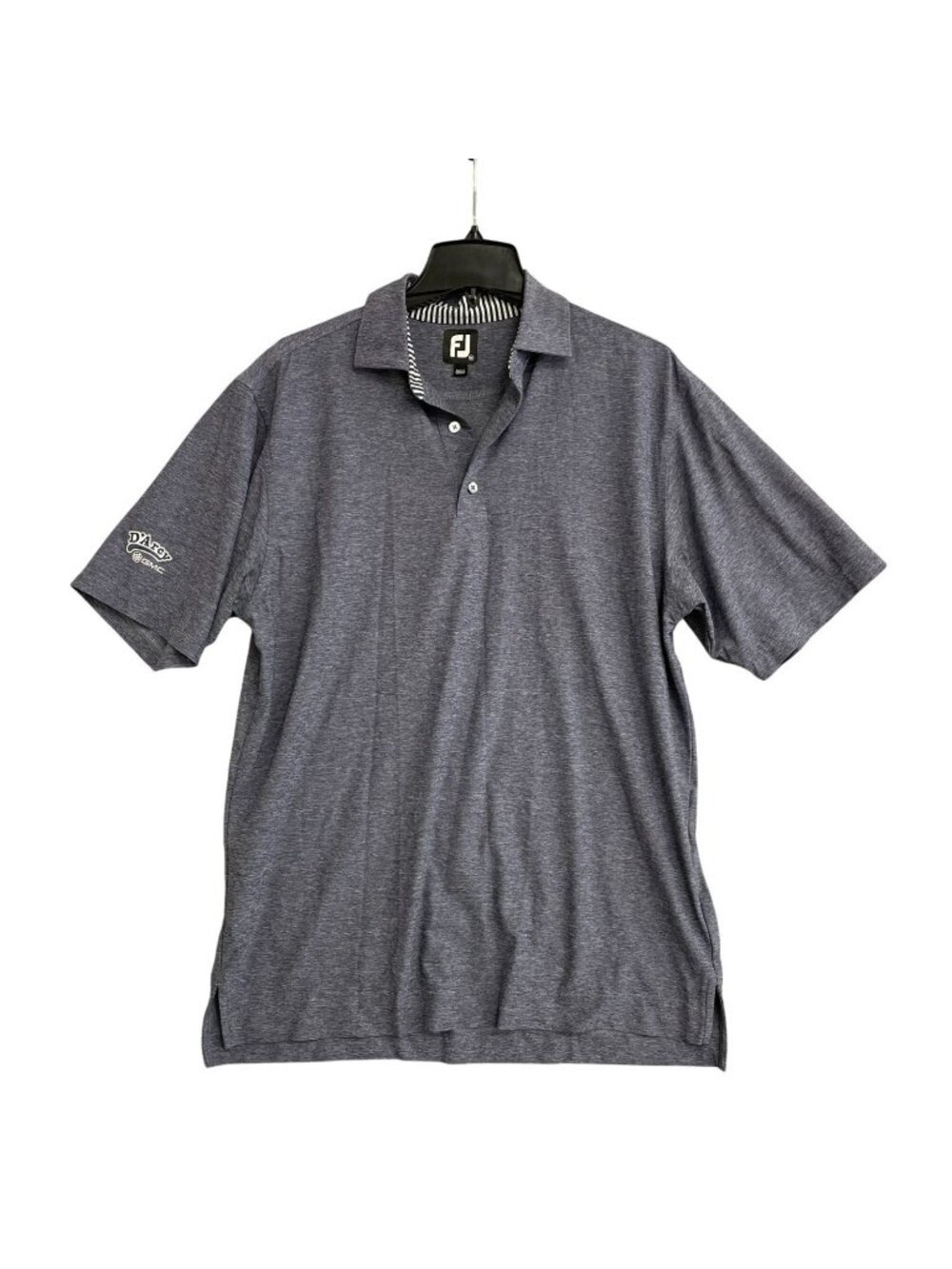 FootJoy Men's M Blue Heathered Golf Polo Shirt DArcy GMC Logo P0573